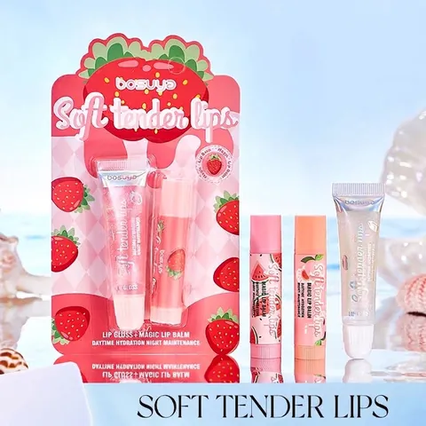 BOSUYA Temperature Changing Magic Lip Balm And Pearl Lip Oil Hydrating Moisturizing Repairing Fruity Lip Care Lip Balm And Lip Oil