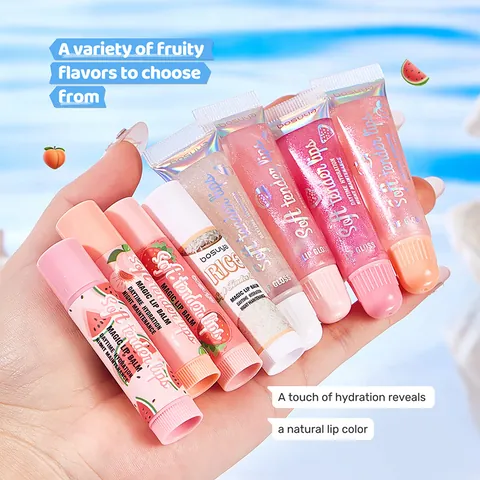 BOSUYA Temperature Changing Magic Lip Balm And Pearl Lip Oil Hydrating Moisturizing Repairing Fruity Lip Care Lip Balm And Lip Oil