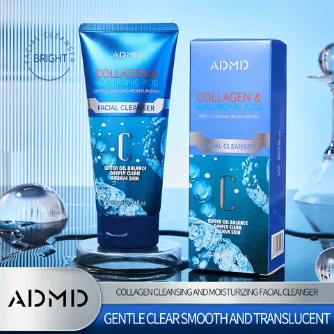 Limpiador Facial ADMD con Colágeno y Ácido Hialurónico Limpieza Profunda de Poros Hidratante Control de Aceite para Cuidado de la Piel Diario Unisex
