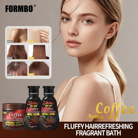 FORMBO Arabica Café Champú para el Cabello Gel de Ducha Mascarilla Capilar Limpieza Profunda Nutritiva Control de Grasa Reparador