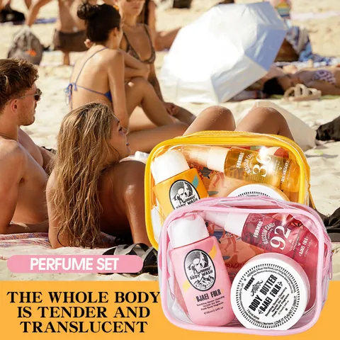 FORMBO Three-In-One Fragrance Body Care Collection Body Wash Body Butter Perfume Mist For Women Travel Portable Skincare Collection Yellow Pink Floral Scent