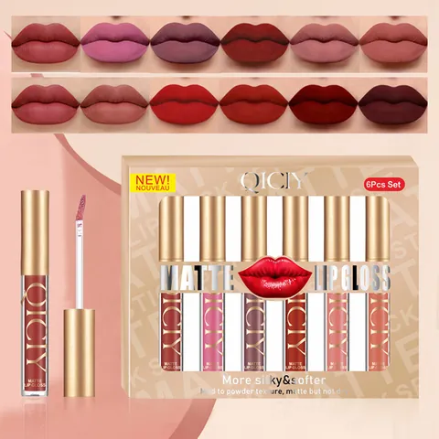 Matte Lip Gloss Set Velvet Mist Lip Glaze Waterproof Long Lasting Non-Stick Cup Lip Tint Makeup For Women Charming Beauty