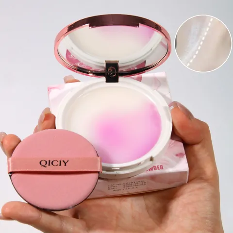 QICIY Lavender Matte Pressed Powder Double Color Oil Control Soft Focus Waterproof Sweatproof Long Lasting Face Makeup Setting Powder