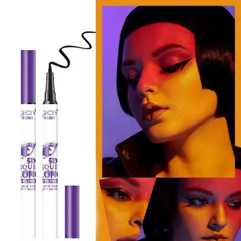 QICIY 5D Long Lasting Flüssiger Eyeliner Stift Wasserdicht Wischfest Schnell Trocknend Schwarz Augen Make-up Für Damen Alltag Büro