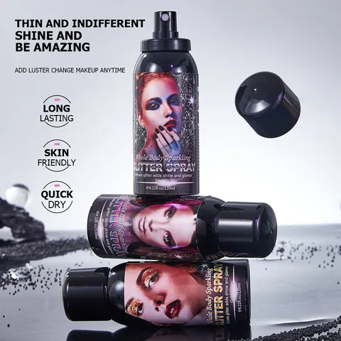 FORMBO Spray de Purpurina Iluminador Corporal Bruma Brillante Natural Maquillaje de Larga Duración Spray para Cuerpo Cabello Cara