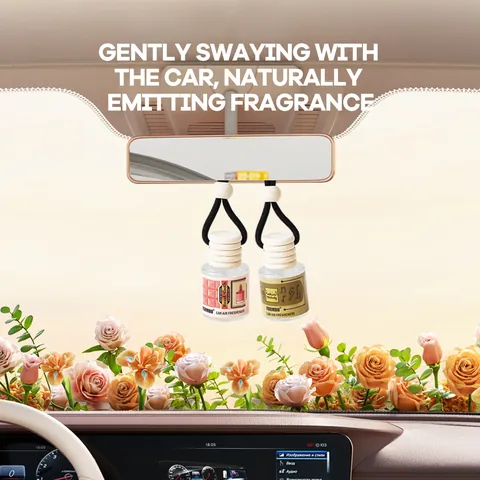 FORMBO Parfum de Voiture Ornement Suspendu Bouteille en Verre avec Couvercle en Bois Diffuseur d'Huiles Essentielles pour Auto Maison Bureau