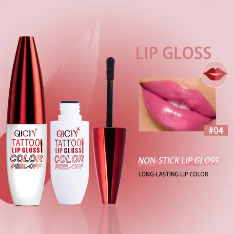 QICIY Peel-off Lip Gloss Tattoo Lip Tint Long Lasting Waterproof Non-stick Cup Moisturizing Lip Stain For Women Lip Makeup