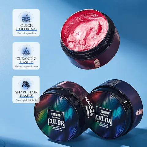 FORMBO Temporary Color Hair Wax Long Lasting Styling Disposable Hair Dye Clay For Men Women Party Cosplay Halloween Gift