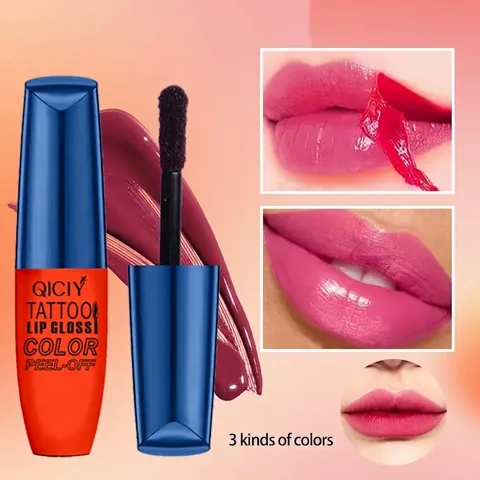 QICIY Peel-Off Lip Gloss Tattoo Lip Tint Set Long Lasting Waterproof Non-Stick Cup Magic Lip Stain For Women Daily Makeup Beauty