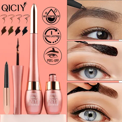QICIY Dual-Ended Peel-off Eyebrow Gel and Liner Waterproof Long Lasting Natural Tattoo Brow Makeup Tool for Women