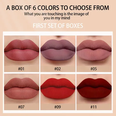 QICIY Matte Velvet Lip Gloss Set Waterproof Long Lasting Liquid Lipstick Non Stick Cup Lip Glaze For Women Beauty Makeup