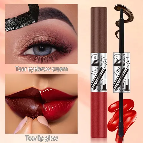 QICIY Dual-Ended Peel-Off Eyebrow Gel And Peel-Off Lip Gloss Waterproof Long Lasting Tint My Brows Tattoo Makeup Gel Lip Stain