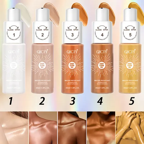 QICIY Body Glow Oil Shimmering Face Liquid Highlighter Waterproof Moisturizing Makeup For Women Body Brightening Glow