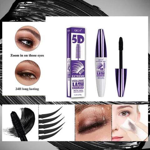QICIY Extreme Volume Mascara Waterproof Long Lasting Smudge Proof Black Eye Makeup Extension Lash Lengthening Curling Mascara