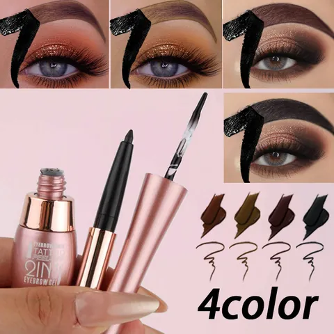 QICIY Dual-Ended Peel-off Eyebrow Gel and Liner Waterproof Long Lasting Natural Tattoo Brow Makeup Tool for Women