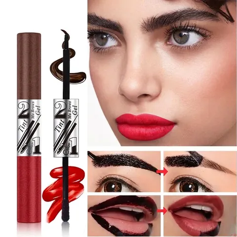QICIY Dual-Ended Peel-Off Eyebrow Gel And Peel-Off Lip Gloss Waterproof Long Lasting Tint My Brows Tattoo Makeup Gel Lip Stain