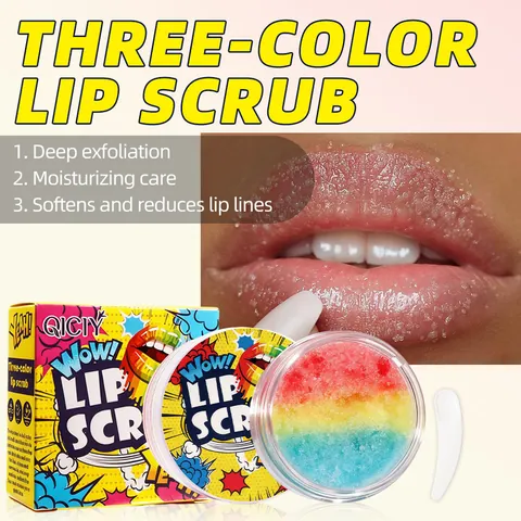 QICIY Exfoliante Labial de Tres Colores Cuidado Hidratante Exfoliante Diseño Pop Art Tratamiento Labial para Labios Suaves y Lisos