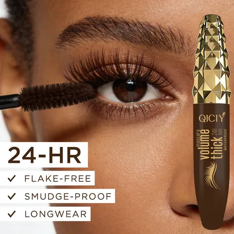 QICIY Brown Mascara Waterproof Smudge-proof Long Lasting Volume Thickening Curling Professional Eye Makeup Beauty Mascara For Women