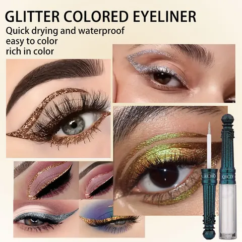 QICIY 6 Colors Glitter Liquid Eyeliner Set Waterproof Long Lasting Quick Dry Shiny Metallic Eyeshadow Liner Makeup For Women