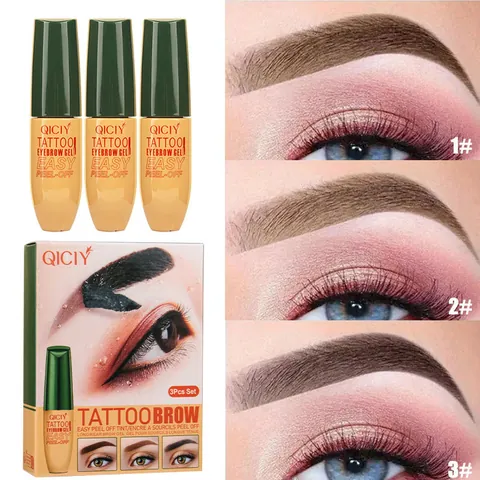QICIY Peel Off Eyebrow Gel Tattoo Eyebrow Tint Waterproof Smudge Proof Long Lasting Eye Makeup Brown Black Coffee Colors Set