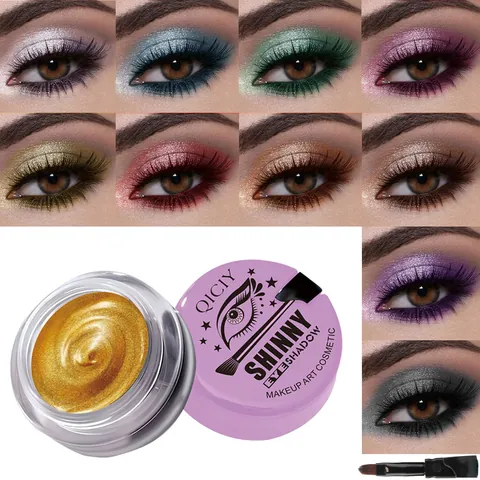 QICIY Pearlescent Glitter Liquid Eyeshadow High Pigment Shiny Metallic Cream Eyeshadow Long Lasting Waterproof Shimmer Makeup For Women