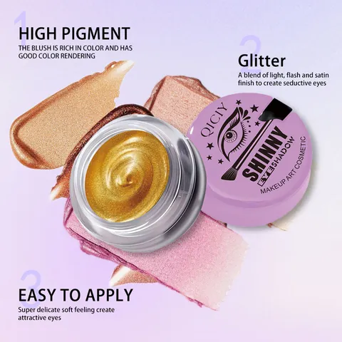 QICIY Pearlescent Glitter Liquid Eyeshadow High Pigment Shiny Metallic Cream Eyeshadow Long Lasting Waterproof Shimmer Makeup For Women