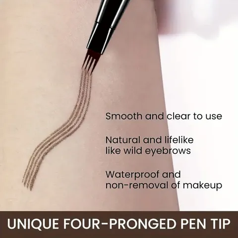 QICIY Four-Pronged Liquid Eyebrow Pen Waterproof Smudge-Proof Microblading Simulation Eyebrow Makeup Pen Long Lasting Beauty