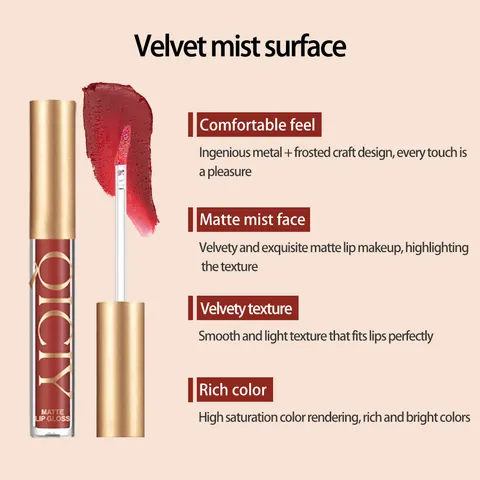 Matte Lip Gloss Set Velvet Mist Lip Glaze Waterproof Long Lasting Non-Stick Cup Lip Tint Makeup For Women Charming Beauty