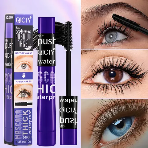 QICIY Waterproof Mascara Sweat-proof Long Lasting Natural Curling Lengthening Smudge-proof Eye Makeup Cosmetic Black Brown