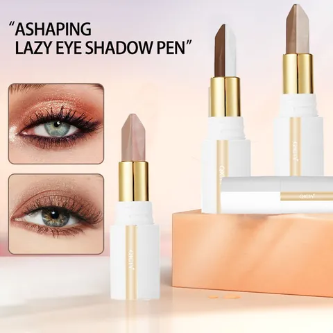 QICIY Two Tone Gradient Eyeshadow Stick Waterproof Pearlescent Shimmer Eye Shadow Pen For Women Lazy Makeup Highlighting Stick