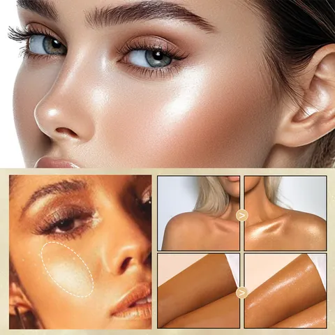 QICIY Shimmer Bronzing Drops Liquid Highlighter For Face And Body Nourishing Sunflower Seed Oil Glow Brightening Contouring Makeup Serum