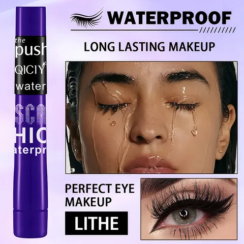 QICIY Waterproof Mascara Sweat-proof Long Lasting Natural Curling Lengthening Smudge-proof Eye Makeup Cosmetic Black Brown