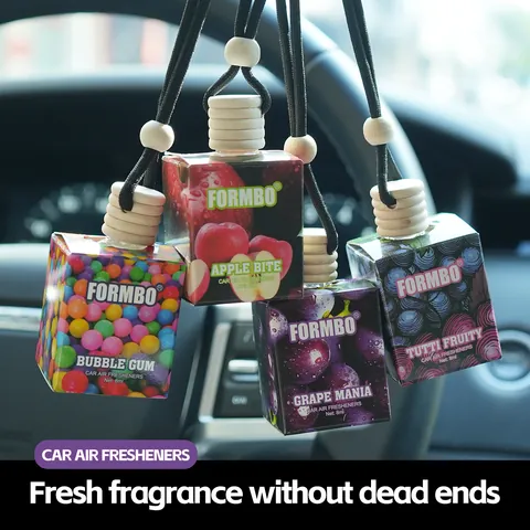 FORMBO Auto Hängende Lufterfrischer Glasflasche Holzkappe Ätherisches Öl Diffusor Rückspiegel Duft Fruchtiger Deodorant