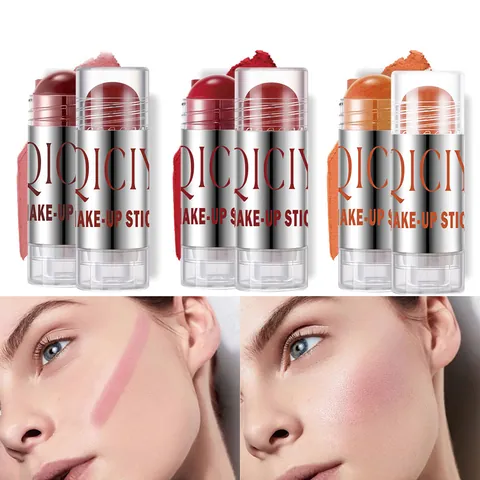 QICIY Natural Matte Blush Stick Moisturizing Long Lasting Cream Blush For Multi-Use Face Lips Eyes Makeup Natural Nude Makeup Stick