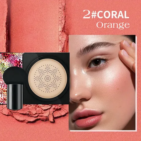 Mushroom Head Air Cushion BB Cream Concealer Brightening Even Skin Tone With Mushroom Sponge Puff Leopard Case Makeup