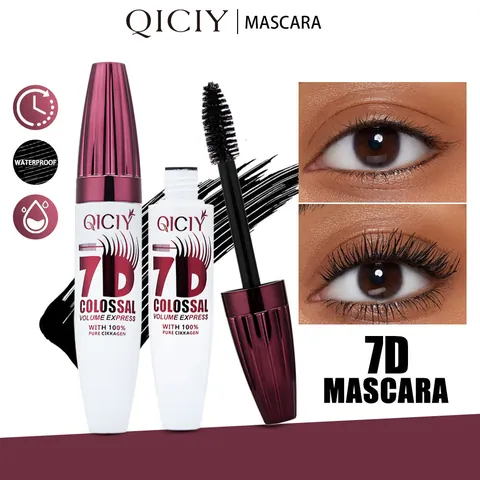 QICIY 7D Waterproof Mascara Long Lasting Colossal Volume Express Mascara Smudge Proof 4D 5D 8D Curling Eye Makeup For Women