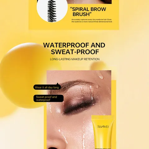 TIANWEI Waterproof Eyebrow Styling Gel Long Lasting Brows Spiking Glue Transparent Brows Shaping Glue With Spiral Brush For Professional Makeup