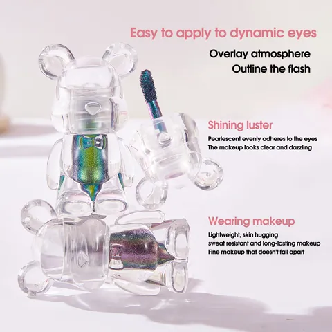 QICIY Chameleon Liquid Eye Shadow Shimmer Pearlescent Metallic Multi Chrome Glitter Bear Shape Long Lasting Eye Makeup