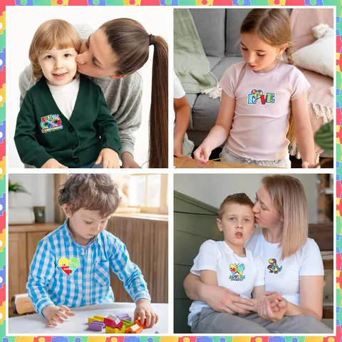 Autism Awareness Embroidered Iron On Patches Colorful Puzzle Pattern Appliques For Clothing Bag Decoration Repair Polyester Badges