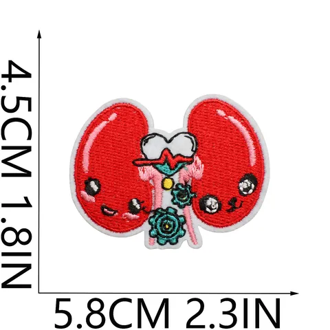 Cartone Animato Organo Umano Attrezzatura Medica Ricamo Toppe Poliestere Simpatico Siringa Cuore Cervello Stetoscopio Cappello Infermiera Applicazioni
