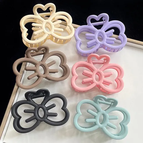 Matte Hart Strik Haarklemmen Voor Vrouwen Grote Antislip Haaienklemmen Koreaanse Stijl Effen Kleur Geschilderd Plastic Haarspelden