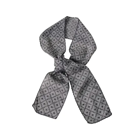 Women Japanese Style Floral Print Scarf Polyester Skinny Scarf Retro Clover Plaid Pattern Decoration Neck Tie Thin Scarf