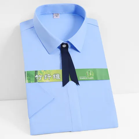 Women Business Bamboo Fiber Professional Shirt Short Sleeve Slim Fit Stretch Non-Iron OL Formal Work Blouse Top