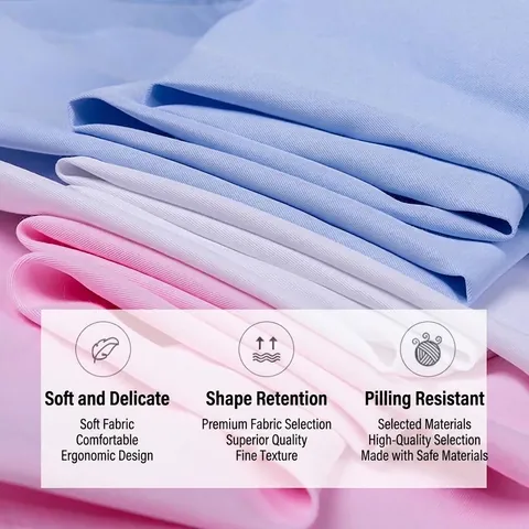 Men's Short Sleeve Business Shirt Slim Fit Solid Color Twill Dress Shirt Wrinkle Resistant Office Work Shirt Top