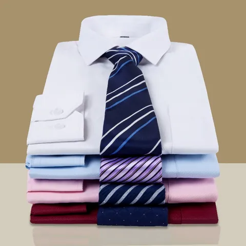 Men's Business Casual Long Sleeve Shirt Slim Fit Striped Plain Cotton Polyester Blend Non-Iron Button Down Dress Shirt Top