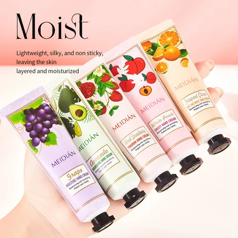 Meidian Fruit Fragrance Hand Cream Set 5PCS Moisturizing Nourishing Anti-Cracking Lotion For Dry Hands Gift Set For Women