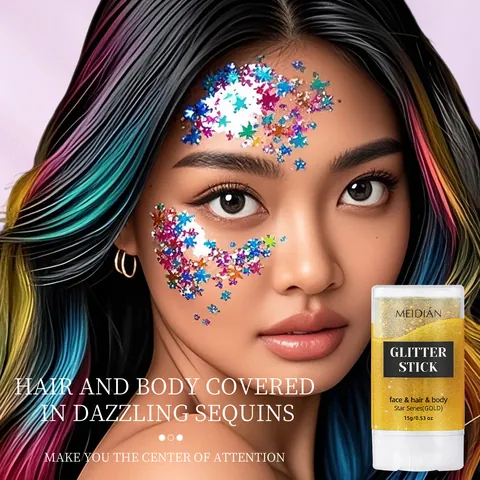 Meidian Star Series Bastoncino di Brillantini Viso Capelli Corpo Gel Luccicante Paillettes Festa Trucco Cosmetico