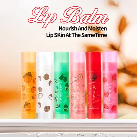 Bálsamo Labial Bosuya con Sabor a Frutas Hidratante Reparación del Cuidado de los Labios para Labios Secos Uso de Día y Noche