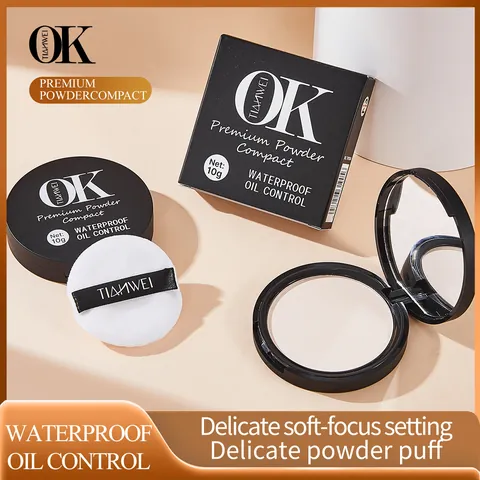 Matte Kompaktpuder Grundierung Wasserdicht Ölkontrolle Seidiges Gesichtspuder Langanhaltend Natürliches Finish Concealer Make-up Mit Spiegel