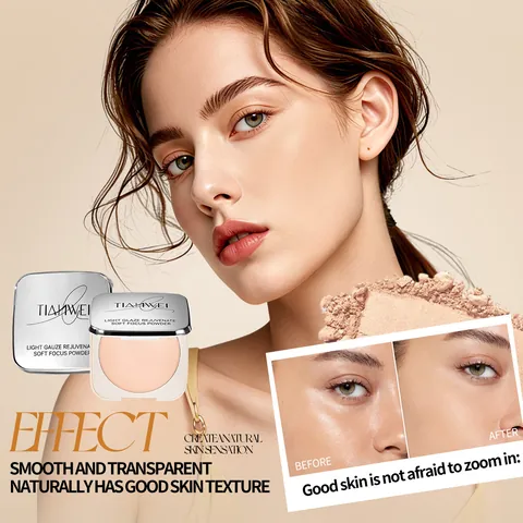 TIANWEI Soft Focus Matte Face Powder Compact Long Lasting Concealer Lightweight Brightening Flawless Skin Makeup Powder